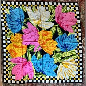 Echo Square Scarf Black Check Vibrant Floral Print